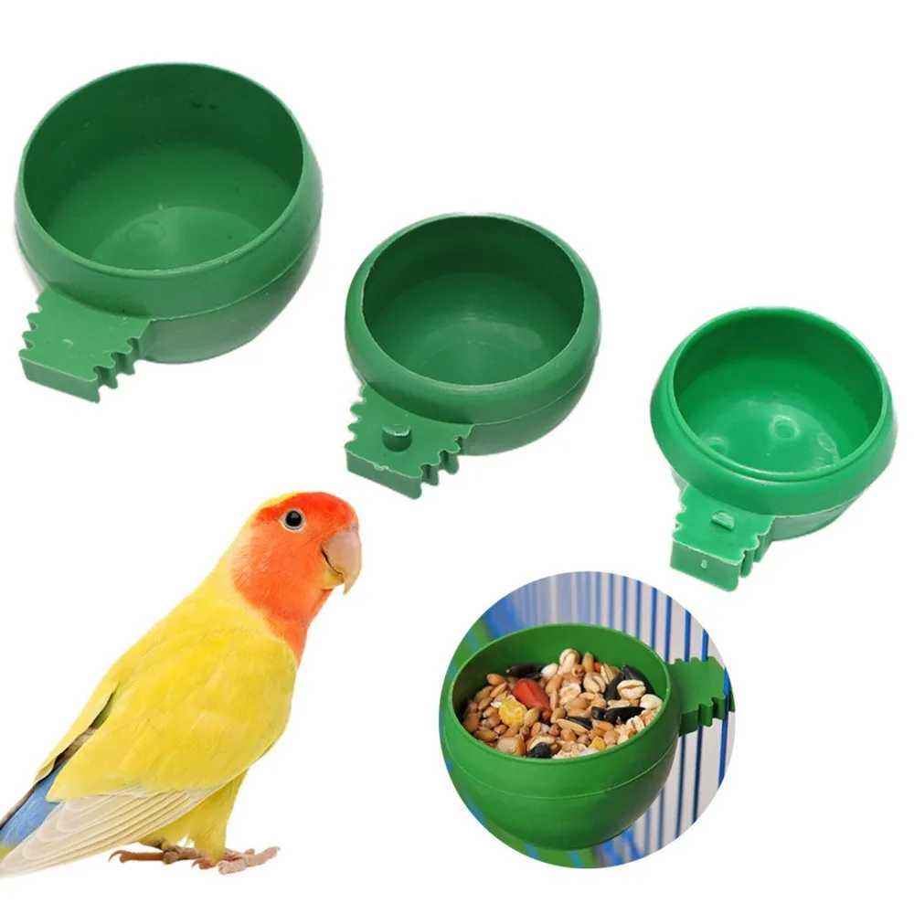 Copo de comida animal com design conciso, tigela redonda de comida, tanque de comida, gaiola de fio universal, caixa de alimentação, suprimentos para pássaros
