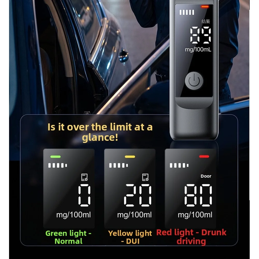 Lightweight Breath Beverage Tester with Non-Contact Design for Drunk Driving Screening and 1mg/100ml Resolution