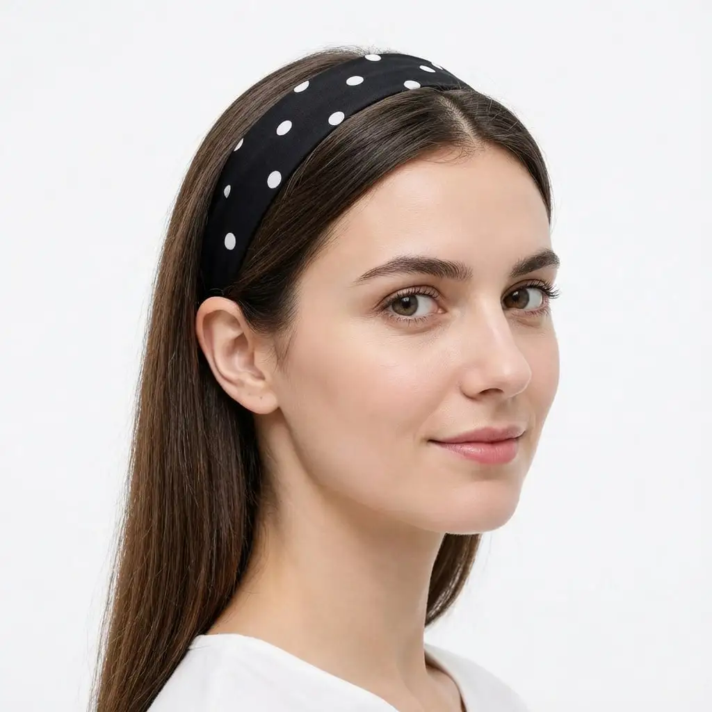 

2pcs Women Elegant Sweet Black & White Polka Dot Print Elastic Fabric Polka Dot Sports Headband, Suitable For Daily, Fitness, Running, Yoga, Moisture-Wicking Headband, Bohemian Style Headband, Elegant Autumn/Winter Women Hair Accessory, Gifts, Travel, Gif