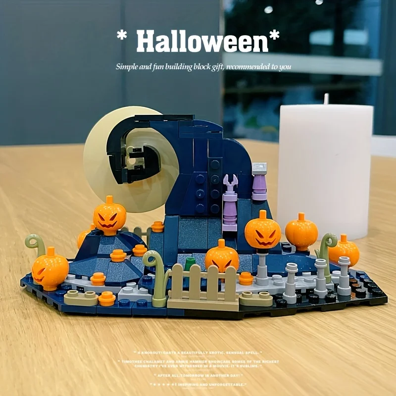 MOC Halloween Pumpkin Witch Nightmareal Before Christmas Building Block Set Magic Hat Anime Figure Brick Halloween Gift Toys