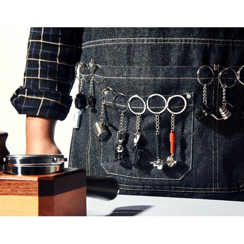 Alloy Coffee Accessories Keyring Stylish Realistic Miniature Espresso Accessory Keychain Bag Decoration for Collectors Y08E