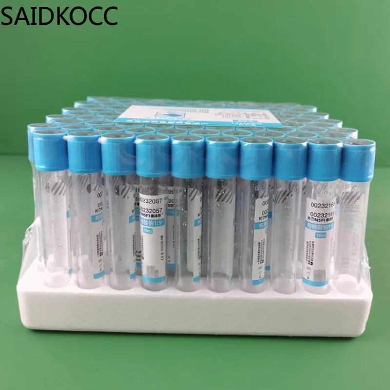 Imagem -02 - Recipiente de Coleta de Amostra de Sangue Tubo de Coleta a Vácuo Vidro Estéril 10 ml com Aditivos Soda Citrato 1:9 100 pk