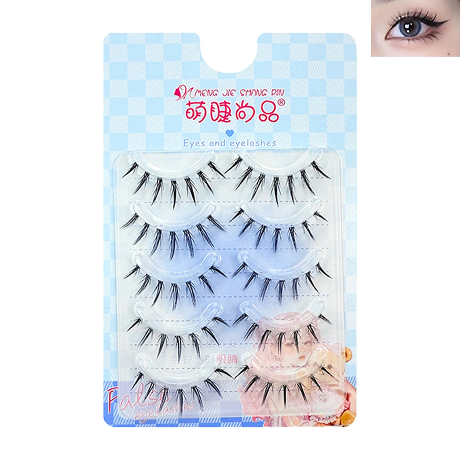 5 أزواج من الرموش الصناعية المانغا السوداء المكونة من قطعة واحدة رموش كورية سميكة طبيعية شائكة للمكياج التأثيري تكبير عينيك