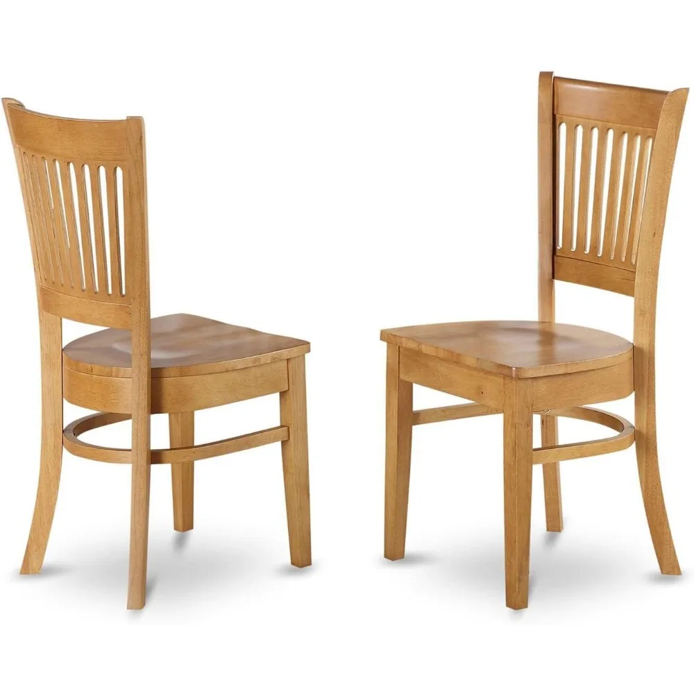 

Vancouver Kitchen Dining Chairs - Slat Back Wooden Seat Chairs, Set of 2, Oak