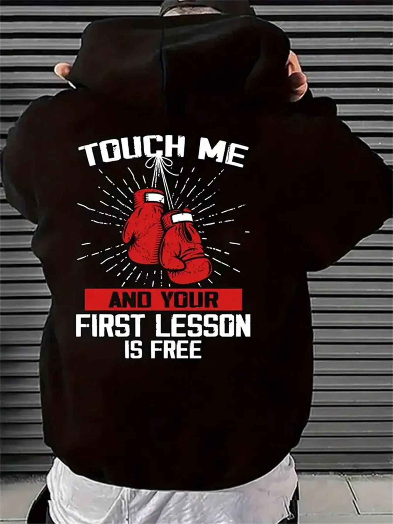 

Мужская повседневная толстовка с рисунком "Touch Me", дизайн боксерских перчаток, удобная толстовка с длинными рукавами на осень/зиму