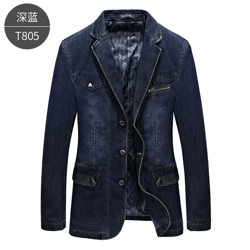 Immagine 5: Completo casual da uomo primaverile e autunnale, giacca in denim slim fit.
