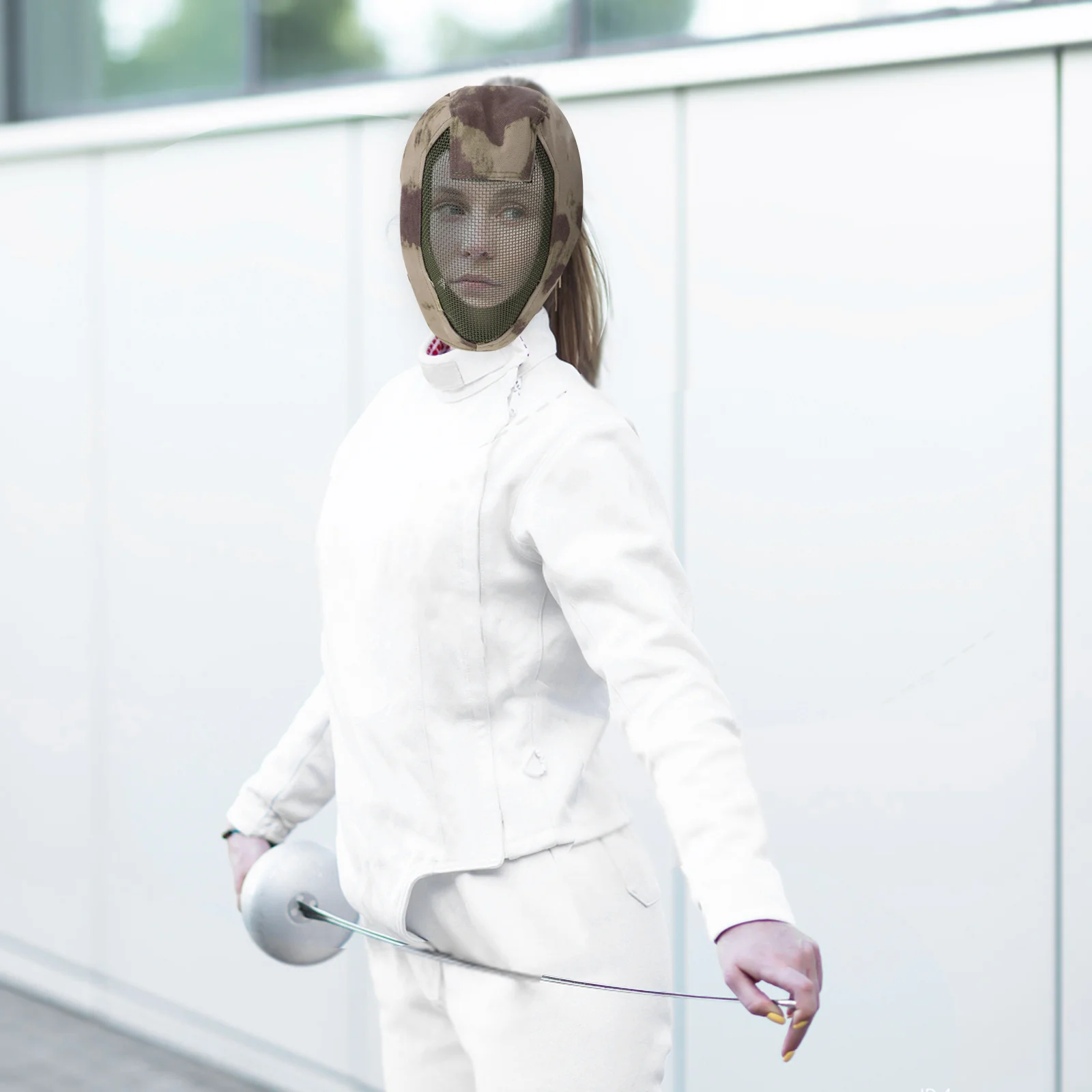 قناع سياج شبكي معدني لكامل الوجه، مريح وقابل للتعديل، حزام رأس واقي للوجه، قناع ألعاب خارجي #5