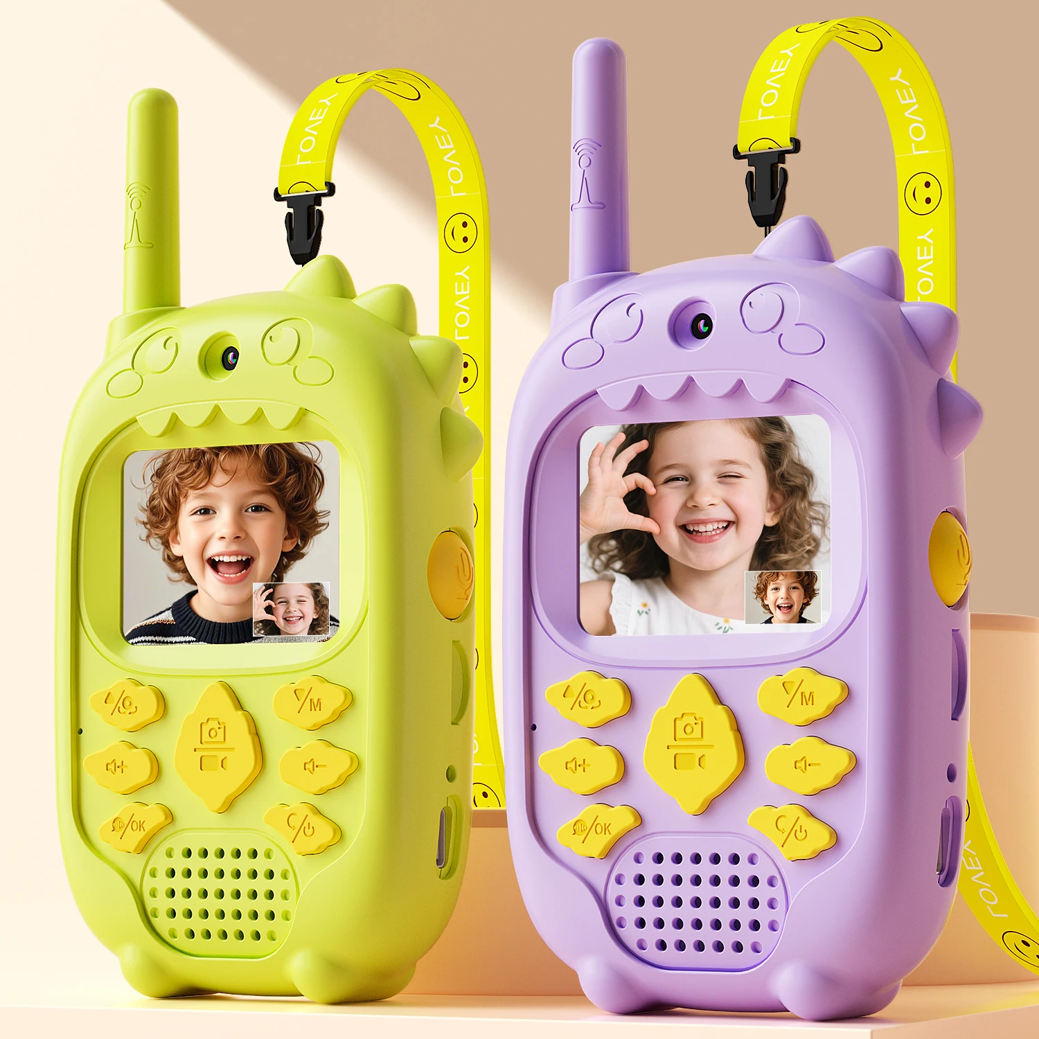 

2PCS Video Kids Walkie Talkie Toy with Display 2.0'' Screen Dual Camera Two Way Receiver Electronic Interphone for Children Gift