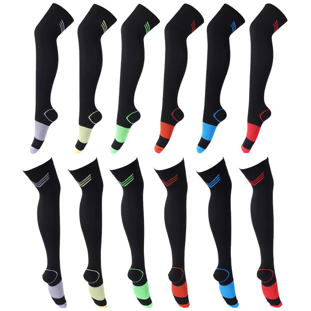 1 Pair Style Random Over Knee Running Men Women Compression Socks For Football Anti Fatigue Pain Relief Compression Socks Unisex