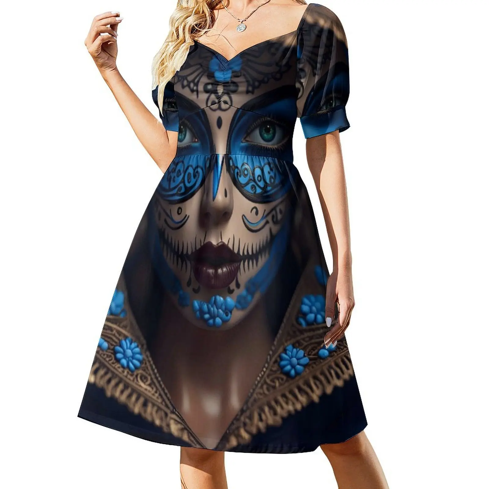 فستان كاترينا مثير للإجازات للنساء على الشاطئ وحفلات أعياد الميلاد فستان قصير كاترينا المكسيكي كاترينا يوم ميت ملابس نسائية #2