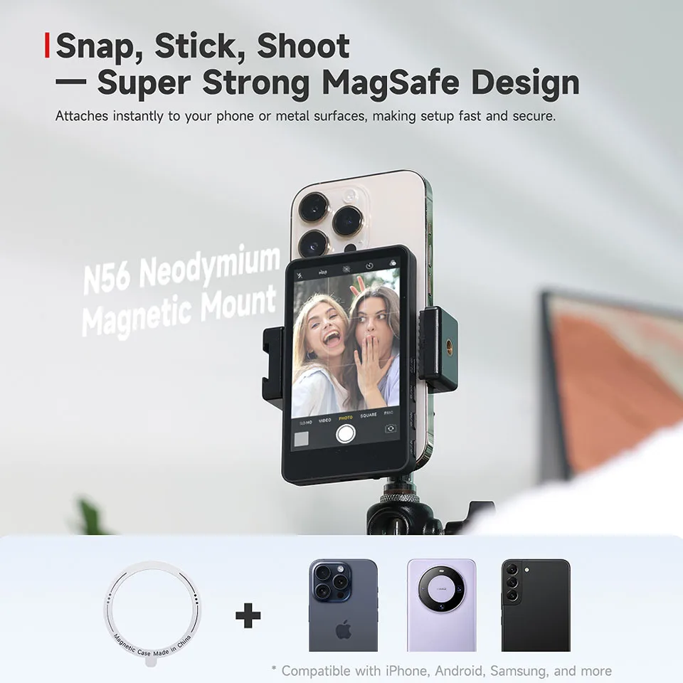 شاشة مراقبة سيلفي مغناطيسية لاسلكية SYNCO XView M4 للهواتف الذكية، تسجيل فيديو لصور السيلفي، تسجيل فيديو مباشر