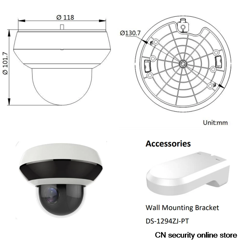 Imagem -05 - Hikvision Original Ptz ip Câmera Ds2de2a404iw-de3 Updateable 2.812 mm 4x Zoom com Poe H.265 Cctv Vigilância de Vídeo