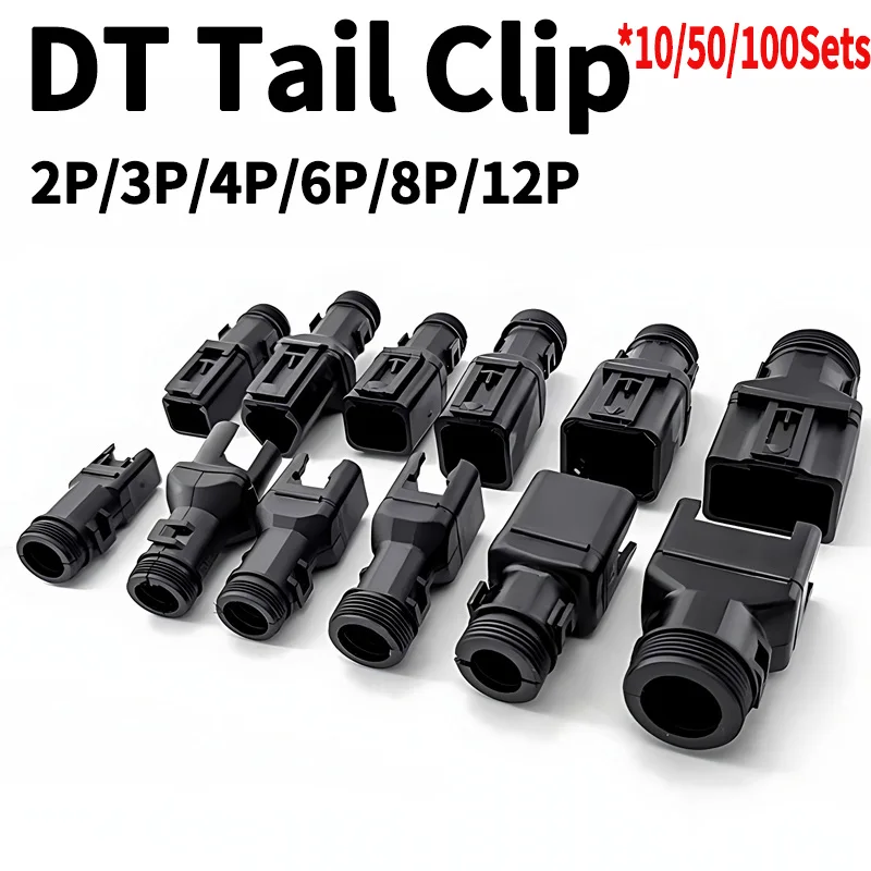 

10/50Sets 2-12P Male Female DT Connector Tail Clip Set with Fixed Clip and Protective Sheath,Corrugated Pipe Fixed Harness Clip