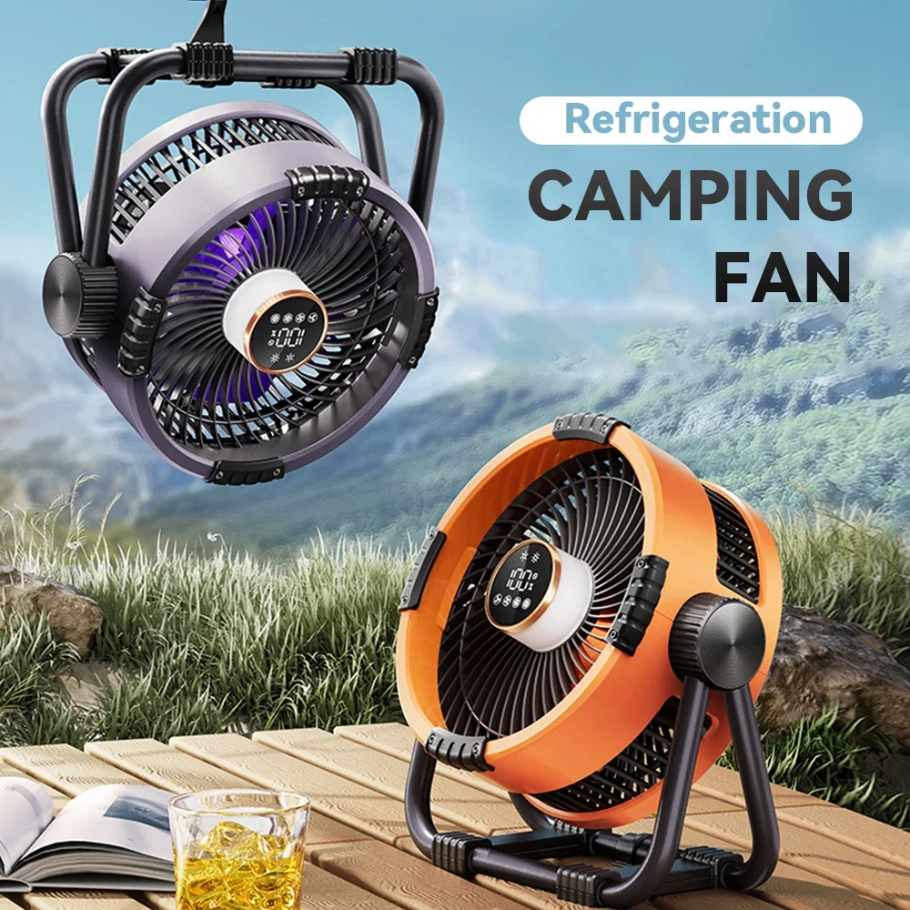 Camping-Ventilator, 20000 mAh, wiederaufladbar, tragbar, Outdoor-Camping-Ventilator, Luftzirkulatoren, kabellose Zelt-Deckenventilatoren mit Haken und Licht