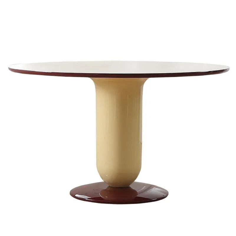 Cream wind retro rock slab dining table color separation negotiation table coffee table round table
