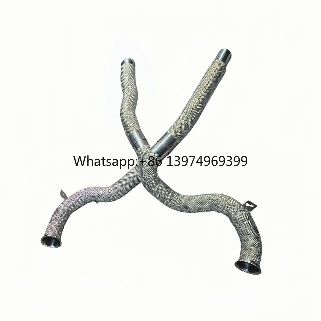 For DEX Stainless Steel With Heat Shiled High Flow Exhaust Downpipe for Mercedes Benz AMG GT GTC GTS GTR 4.0T