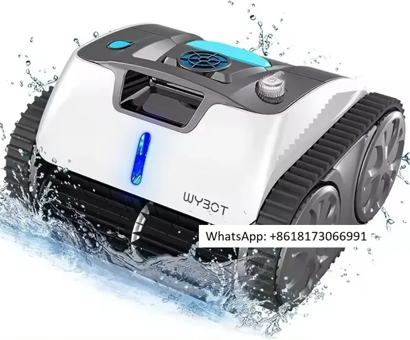 

WYBOT cordless robot pool cleaner, super suction, wall climbing pool vacuum, intelligent route planning, lasting 110 minutes.