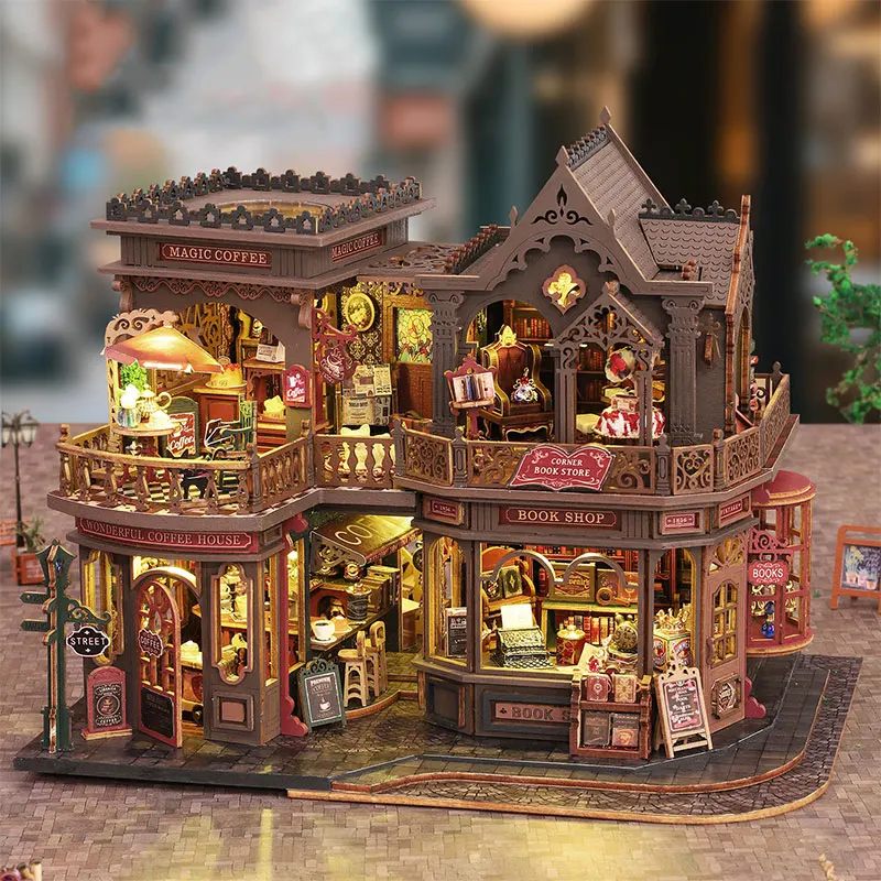 DIY Miniature Dollhouse Kit With Furniture 3D Wooden Puzzle Halloween Witch House Model Building Kits For Xmas Birthday Gifts