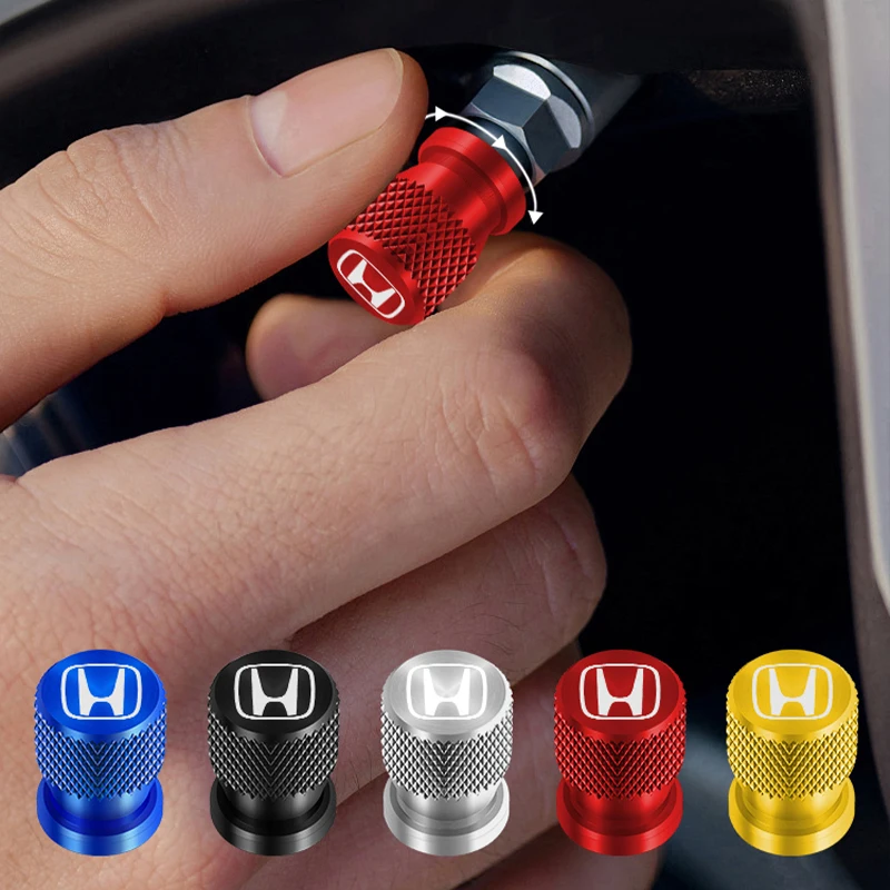 Aluminum Alloy Car Wheel Tire Valve Caps Tyre Rim Stem Covers Airdust Waterproof For Honda Civic City Accord CRV Hrv Jazz CBR