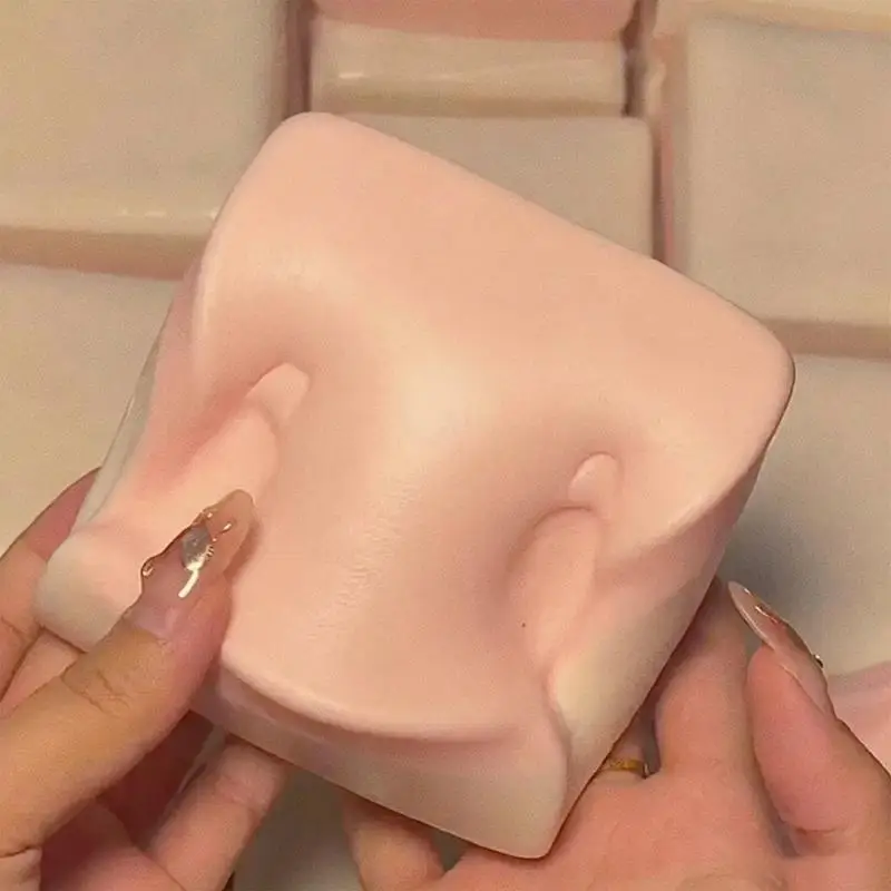 Pink Double-Sided Sticky Rice Cake Simulation Squishy Slow Rebound Cake Stress-relieving Toys Hand Relax Gift