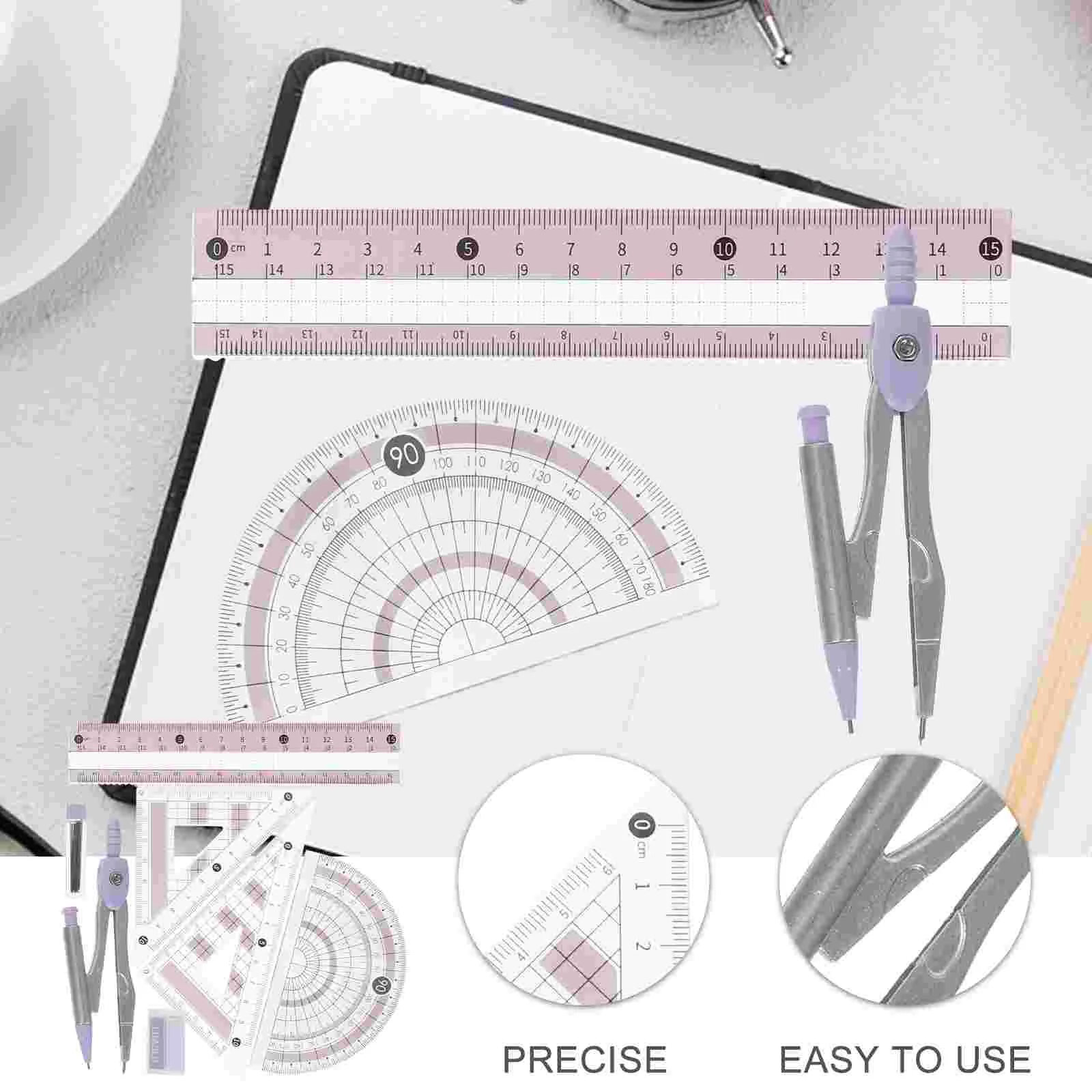 Multi-Funcional Régua Set, Triângulo Desenho Acessórios, Papelaria Protractor Kit