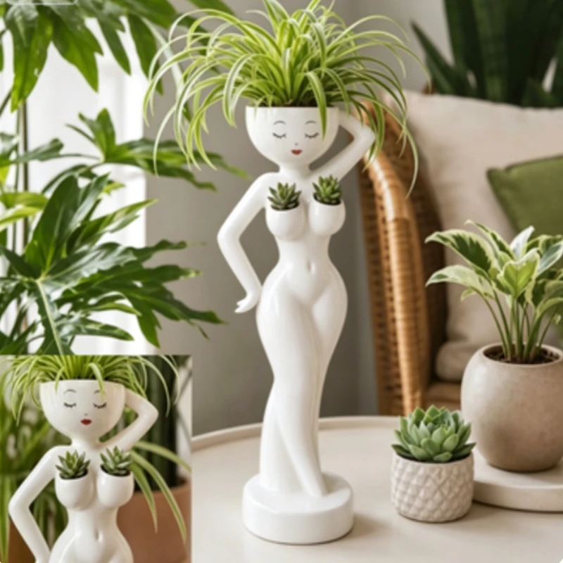 Distinctive Grower 3D Printed Garden Ornament – Unique Planter Figurine for Yard Decor Display