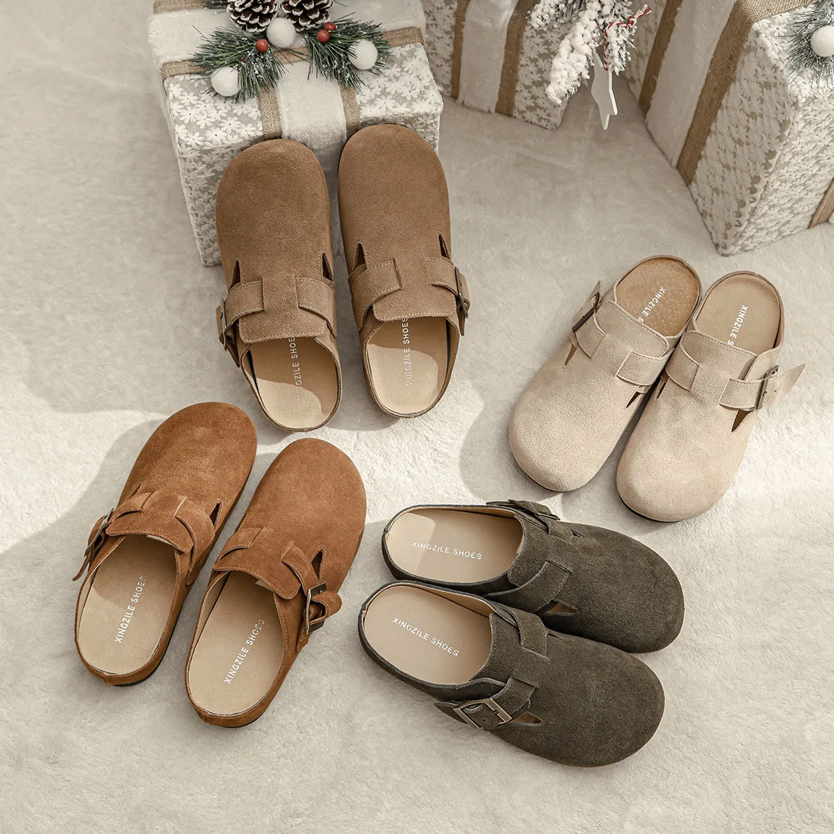 Fashion Retro Summer Women Men Casusal Sandals Suede Birken Sandals Couple Cork Half Slippers Mules Clog Slide Shoes With Buckle