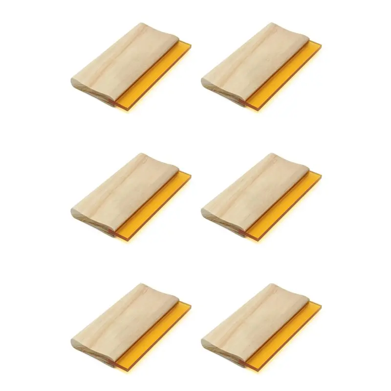 YSS-6Pcs 8 Inch Silk Screen Printing Press Squeegee Single 70 Durometer Ink Scraper Tools