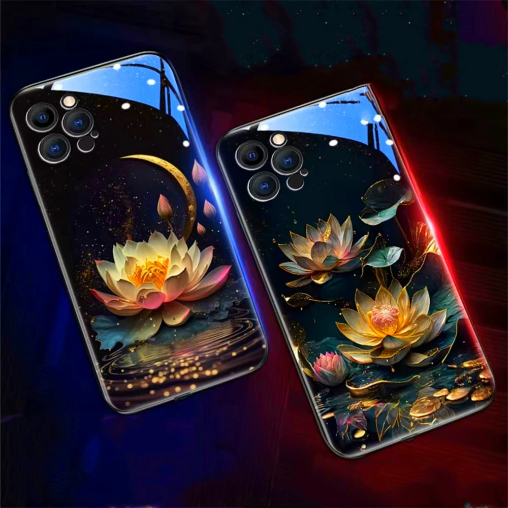 Reine Kristall-Lotus-Design-Handyhülle mit Sound-Musik-Steuerung und LED-Licht für Samsung S26 S25 S24 S23 S22 S21 S20 FE Plus Ultra – Detail 13