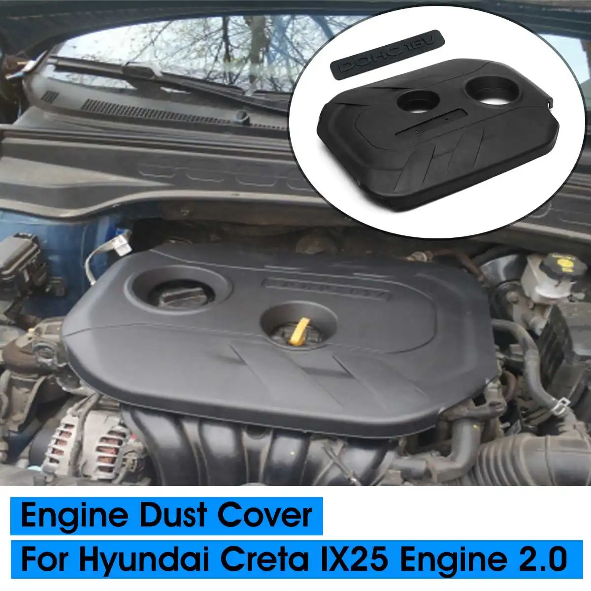 Car Engine Dust Cover 2.0 Cited Cover Decorative Cover Decoration for Hyundai Creta IX25 2015 2016 2017 2018 Hood