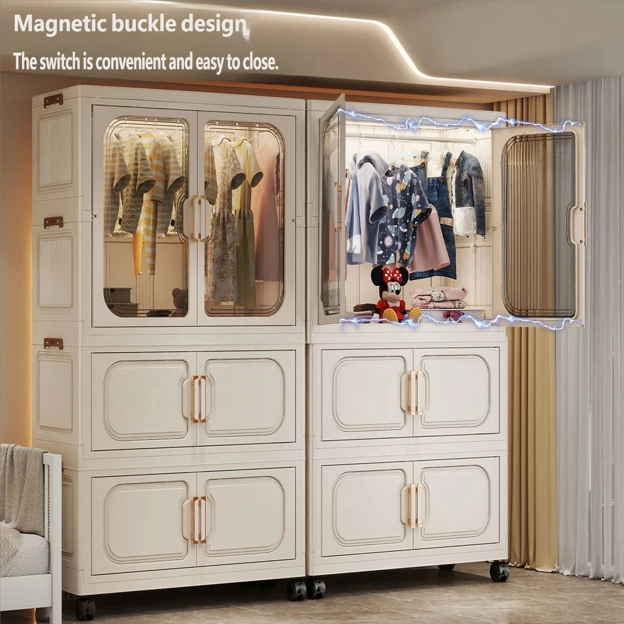 Armario Plegable para Bebés Sin Instalación – Mueble de Almacenamiento Multicapa para Juguetes, para Sala de Estar y Dormitorio, Organizador de Ropa que Ahorra Espacio