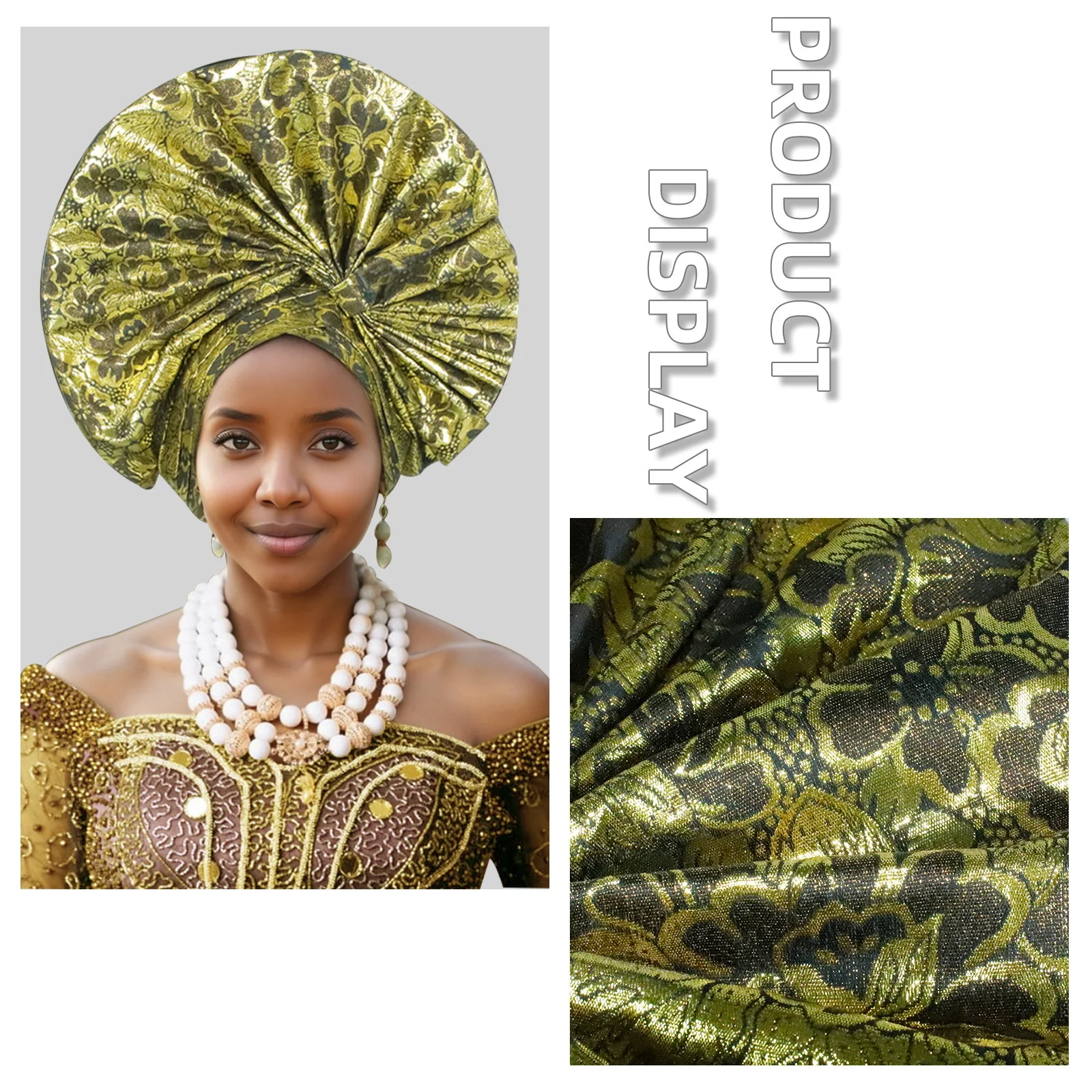 Exaggerated Floral African Head Wrap Nigerian Auto Gele Turban Muslim Hijab for Party Wedding Geles Bonnet Headscarf Headpiece