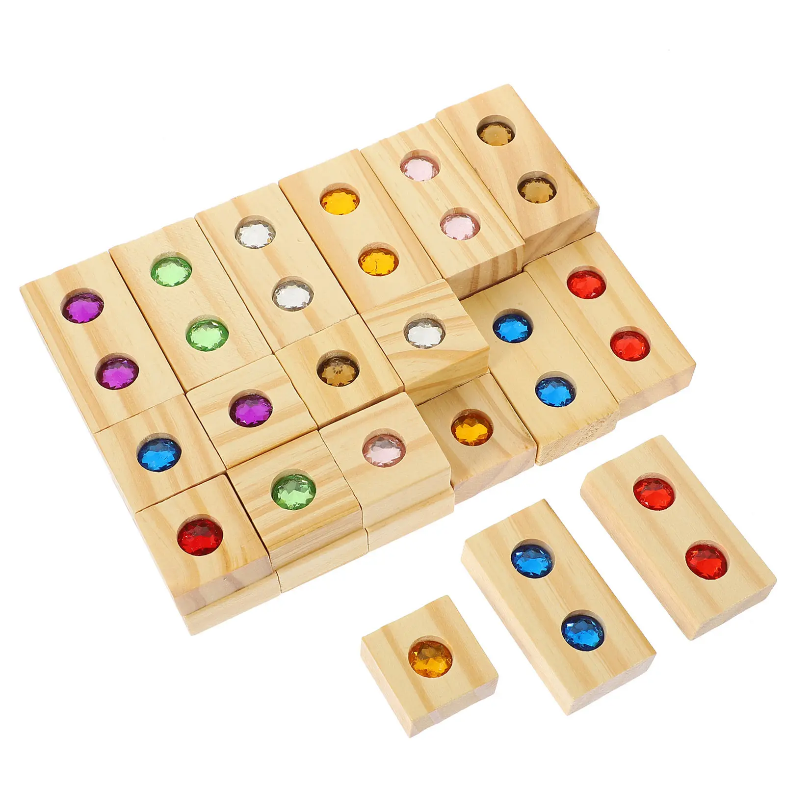 

1Set Gemstone Inlaid Wooden Blocks Safe Wear Resistant Creative Educational Early Learning Cognition Playthings Kids Cube