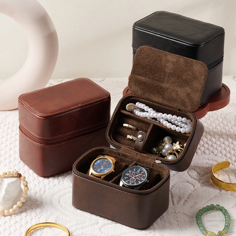 

Изысканная элегантная портативная шкатулка для украшений в ретро-стиле, высококачественная, с отделениями для ожерелий, колец, часов, простая подарочная упаковка для женщин