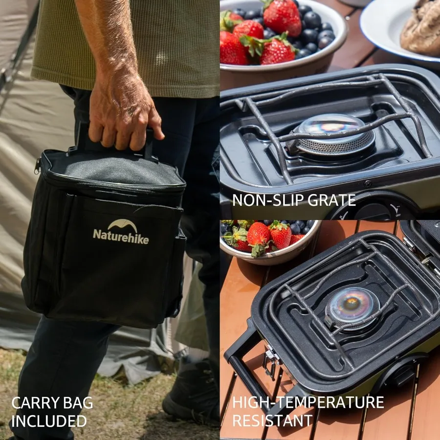 2 الموقد للطي موقد للتخييم المحمولة موقد غاز البروبان مع حقيبة حمل للطهي في الهواء الطلق 16000 وحدة حرارية بريطانية عالية الأداء مخيم Sto