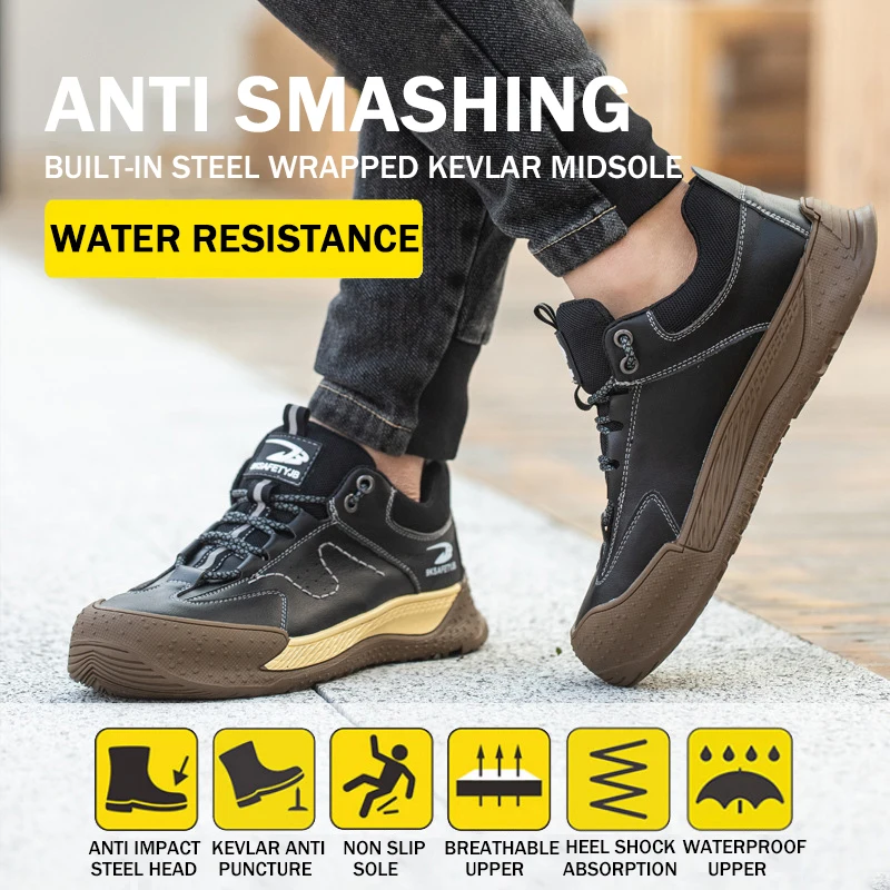 Lynjacye Low Cut 6KV Isolation Safety Shoes Steel Toe Cap Lightweight Breathable Construction Shoes for Men Hike Sneakers