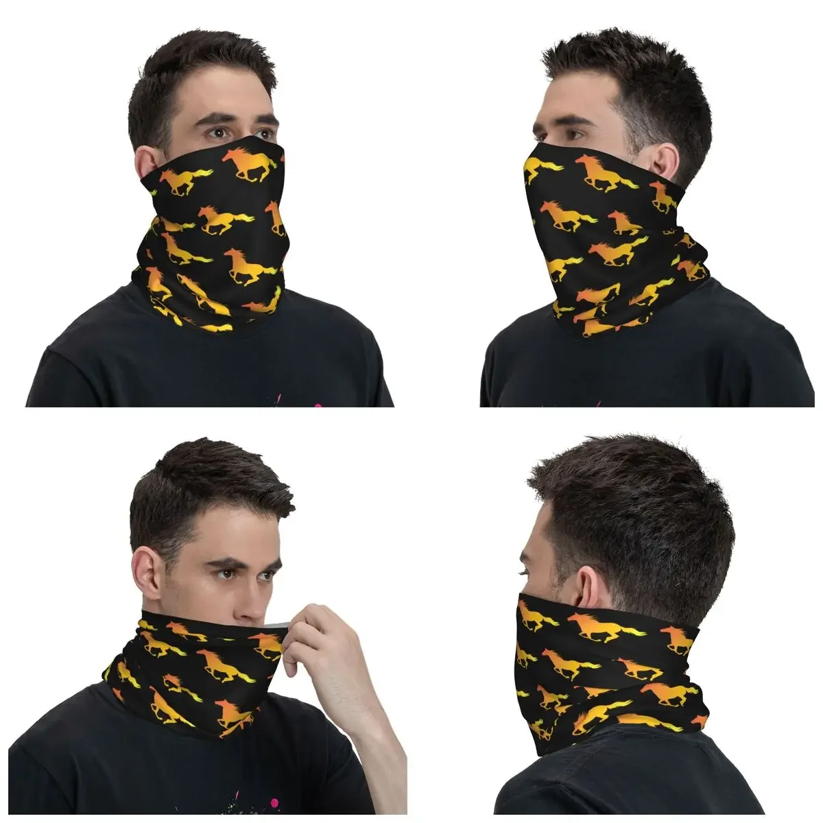 Horse Running Bandana Neck Warmer Women Men Winter Ski Hiking Scarf Gaiter Equestrian Riding Gift Face Cover