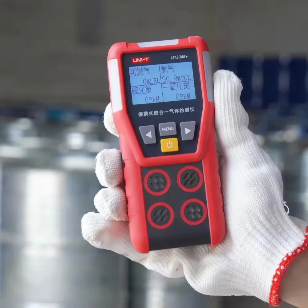 UNI-T كاشف تسرب الغاز UT334E + Plus يده 4 في 1 مراقبة جودة الهواء كاشف أول أكسيد الكربون H2S O2 EX اختبار الغاز
