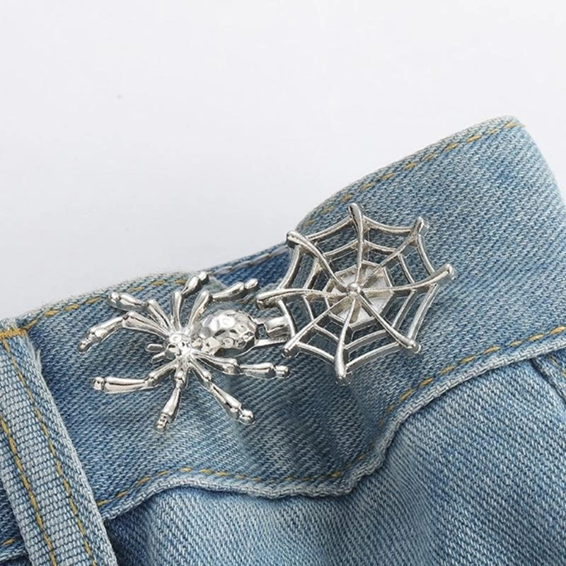3pcs Spiderweb Waist Cincher Pin Waist Buckles for Jeans Skirts and Casual Wear