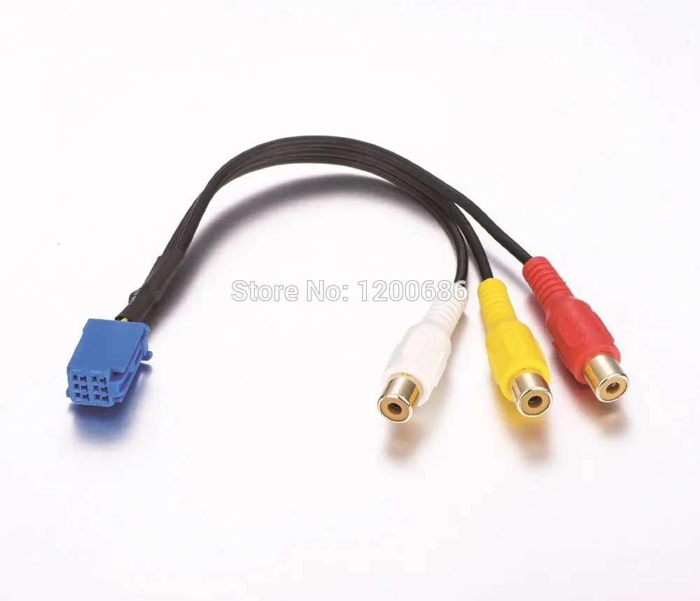 RCA Female Audio Video Input Cable for TOYOTA Headunit 6Pin Blue A V Port