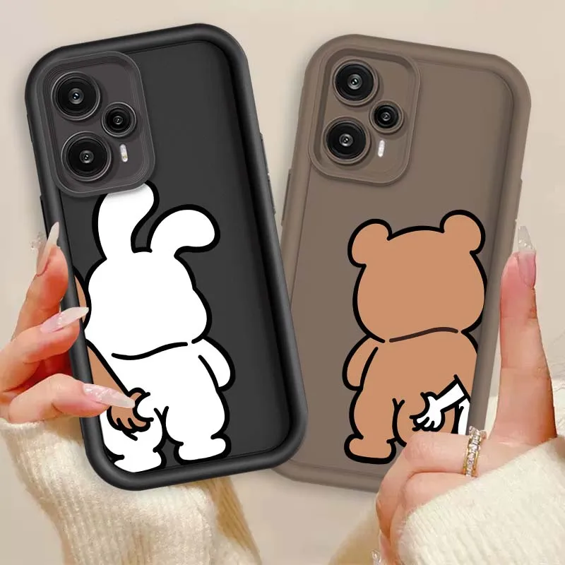 Coque de téléphone motif lapin de dessin animé avec fonction tactile pour Xiaomi Poco X3 X4 X5 X6 X7 M7 M8 M4 M5 F6 F4 F5 F7 F8 Pro NFC Eye Ladder, cadeau
