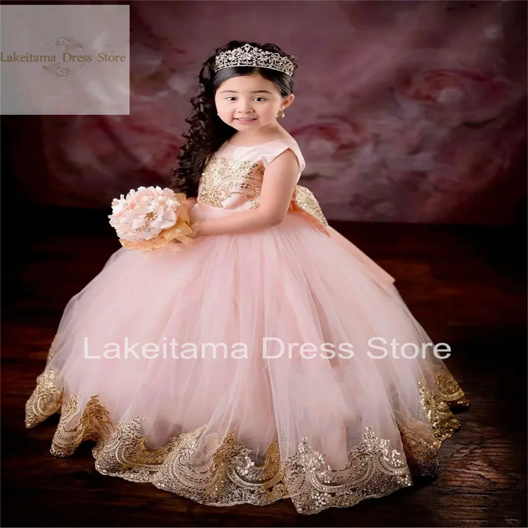 

Full Sleeves Princess Beauty Pageant Homecoming Festival Flower Girl Dresses Bow Kids Party Birthday Gown First Holy Communion