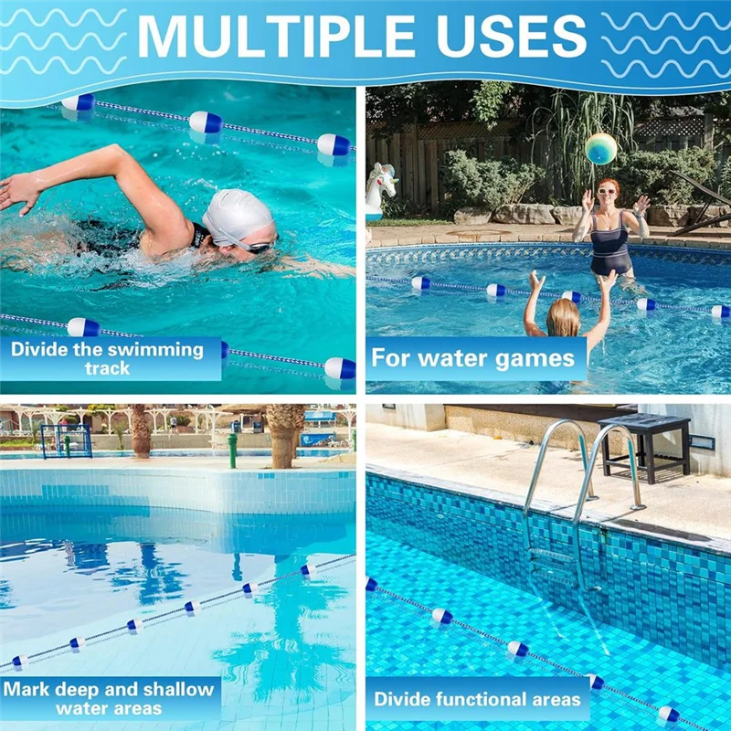 

【Clearance Sale】16Ft Pool Rope Floats To Divide Pool - Pool Safety Rope With Floats - Pool Divider Rope For Shallow Deep End