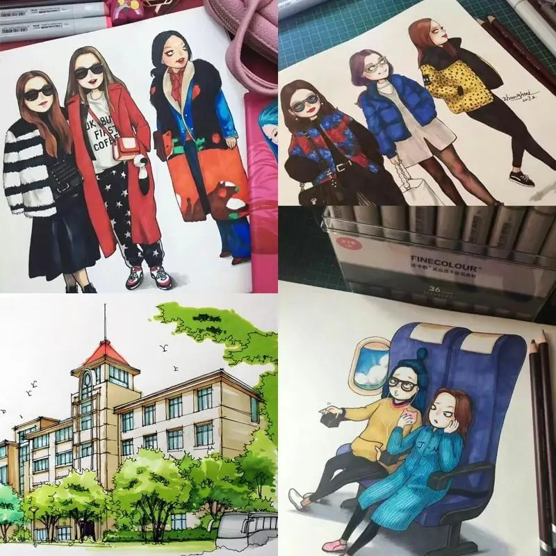 Artist Double Headed Sketch Marker Set 30 60 80 120 168 Colors Alcohol Based Manga Art Markers for Design