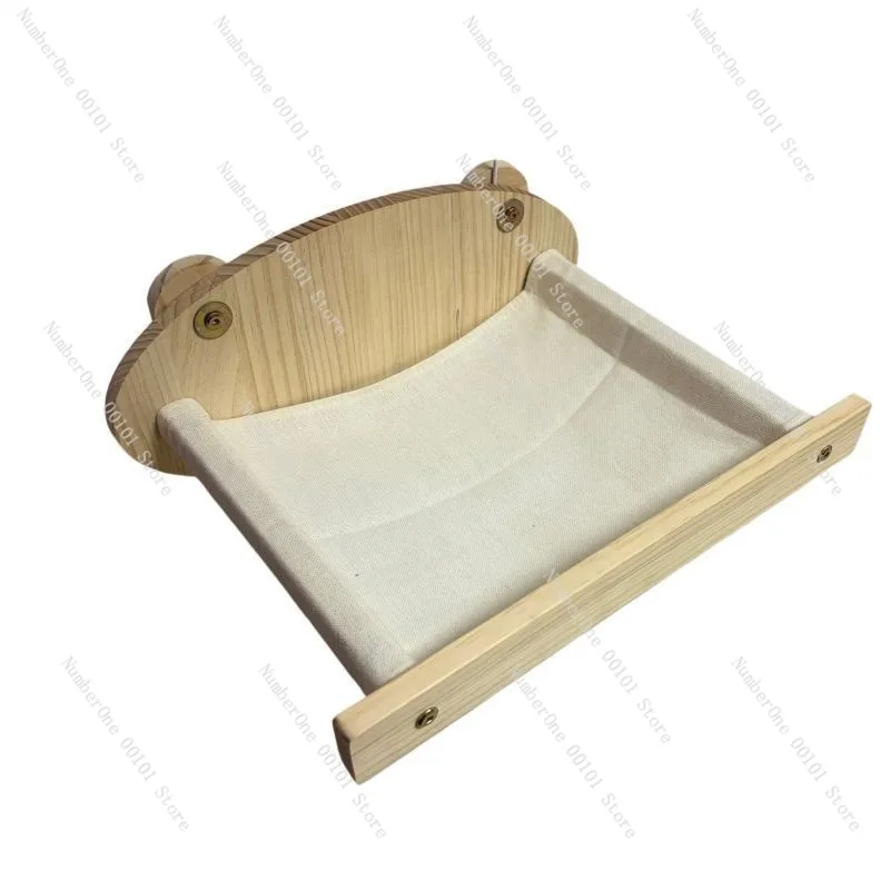 Wall Mounted Solid Wood Cat Hammock Hanging Cage Bed Wooden Floating Cat Nest Perforated Installation Pet Rest Shelf Suspended