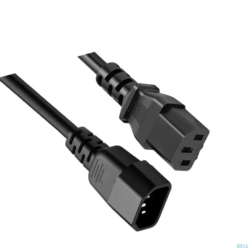 R91A IEC C13 To C14 Computer Power Cable 250V 10A Capacity Flame Resistant Design For Servers And Home Appliances