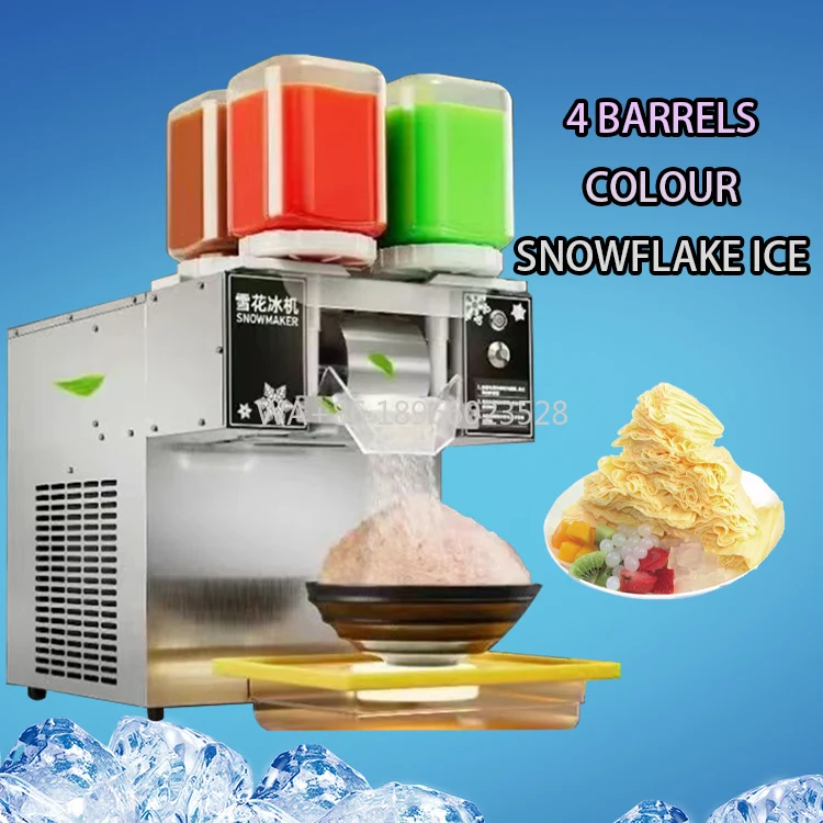 

Машина для бритья Ледяная машина для изготовления снега 180 кг/день Автоматическая машина для снега ледяных хлопьев Четыре ведра Снежинки и льда