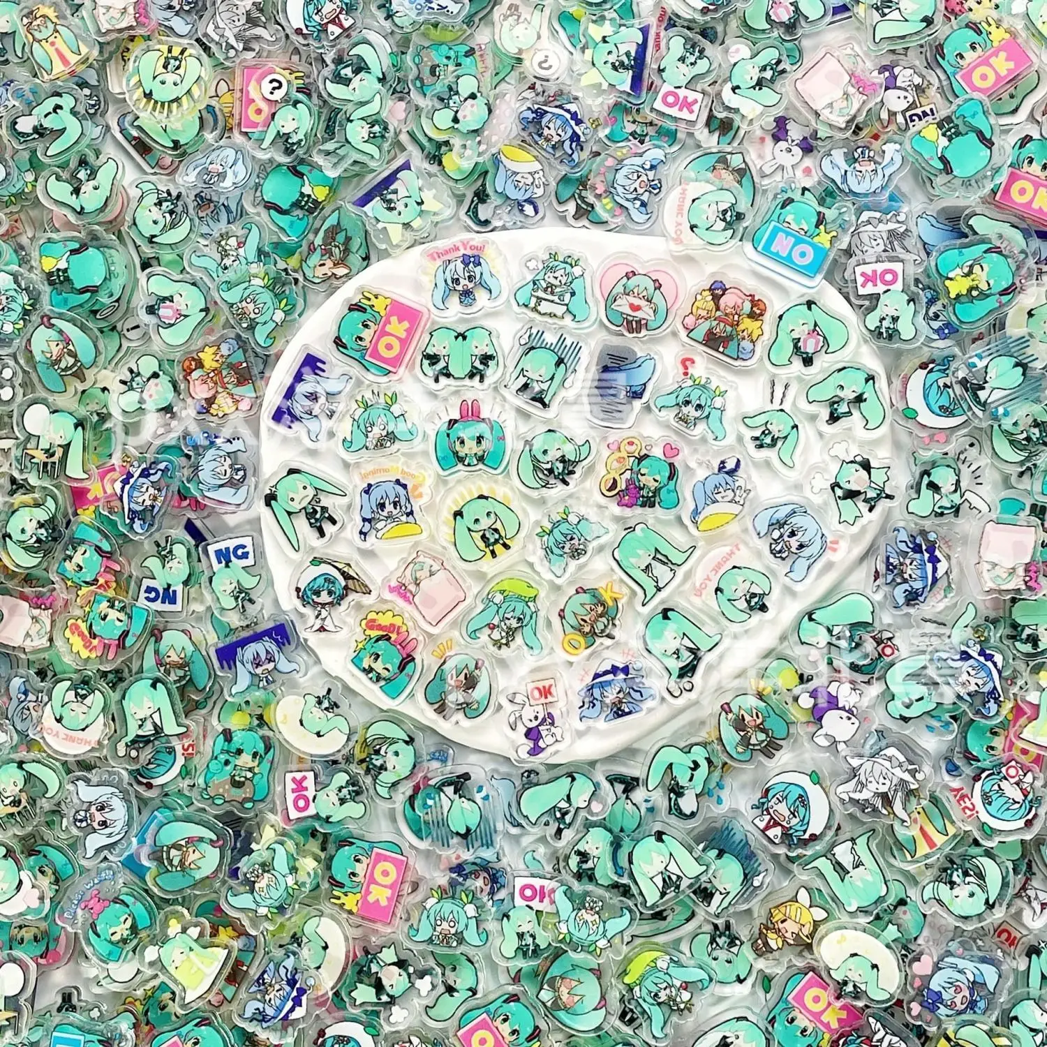 1cm 2cm 4cm single-layer Hatsune Miku acrylic pieces for DIY handmade hair clips and rings, free extras, gift for friends view 4