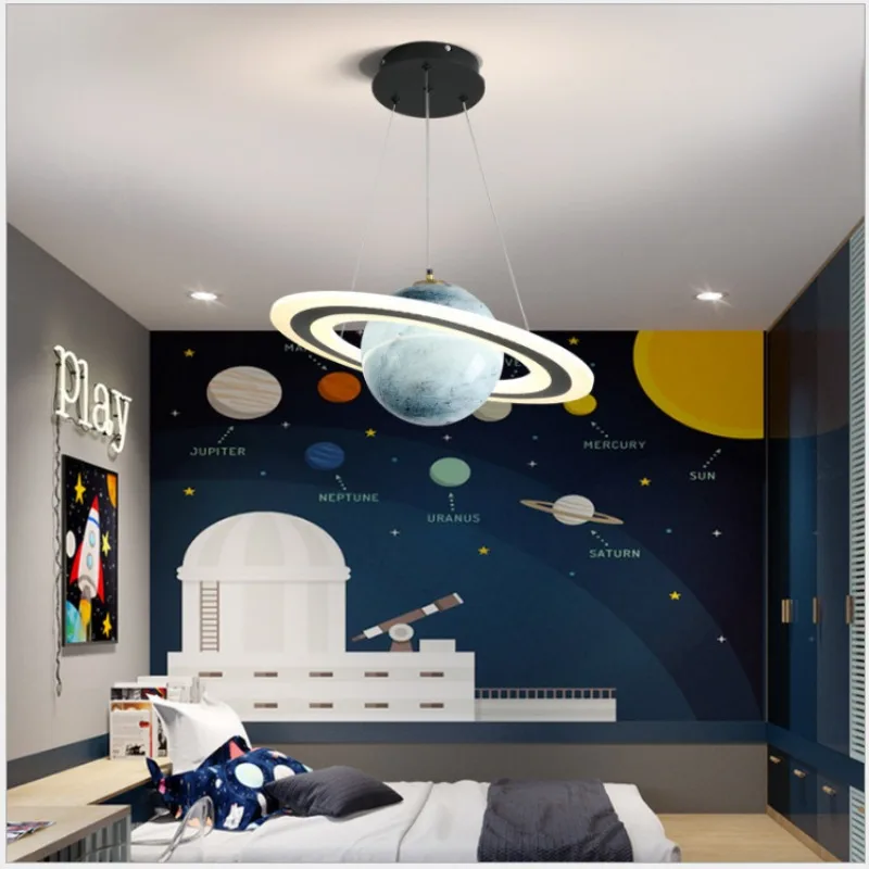 Hot selling children's room planet pendant light creative boy bedroom room wandering earth internet famous space pendant light