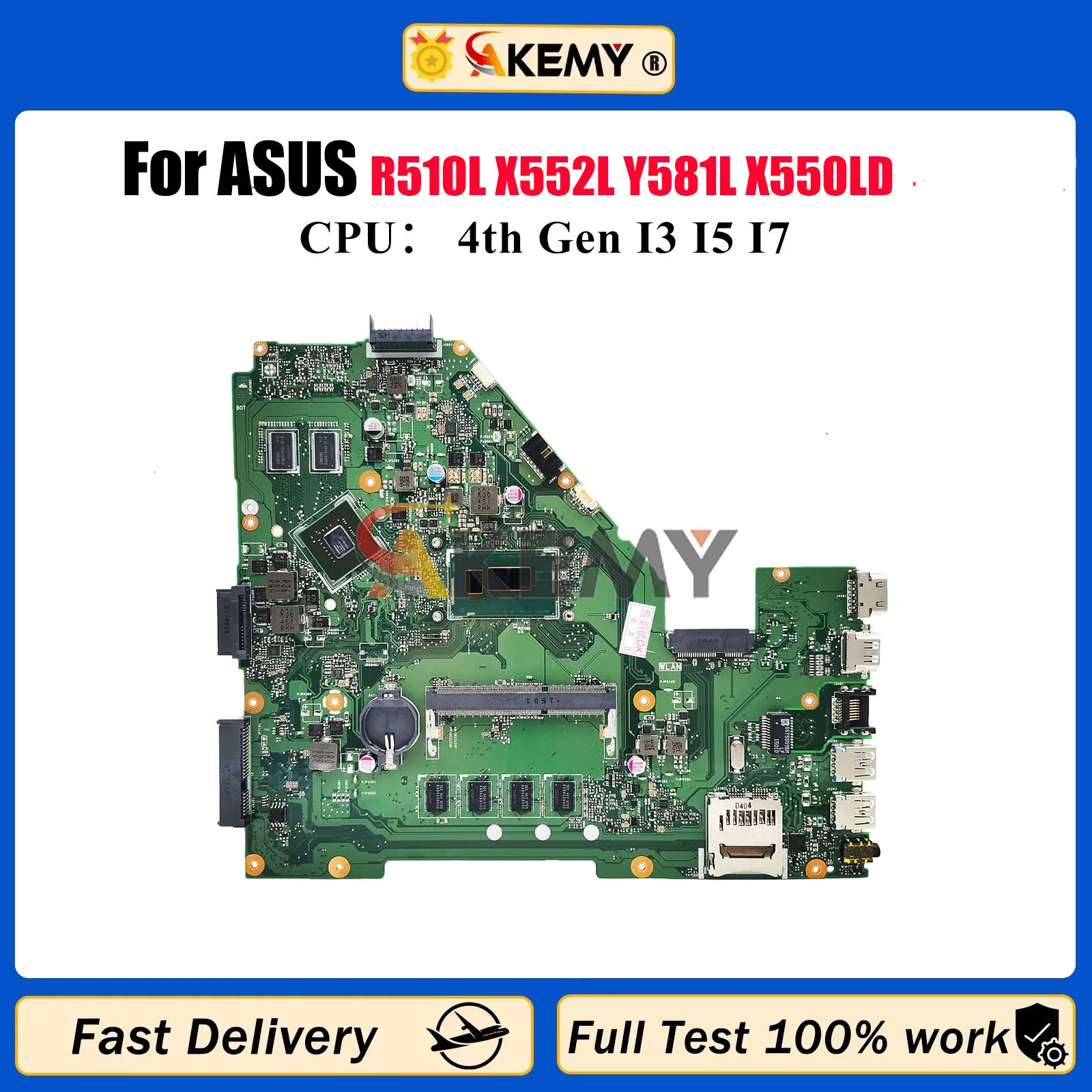 

Материнская плата для ноутбука X550LD ASUS VivoBook X550L R510L X552L Y581L X550LD X550LC X550LN X550LB с процессором I3 I5 I7 stk